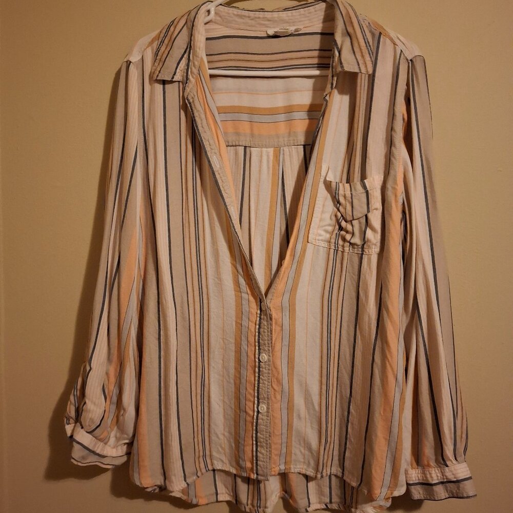 Pink / Gray Cotton Button Down XL